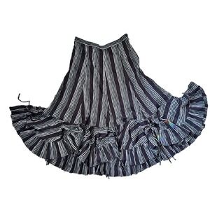 Heteroclite Dark Striped Maxi Skirt w/Gatherings Along Bottom Top Layer‎ Size 40